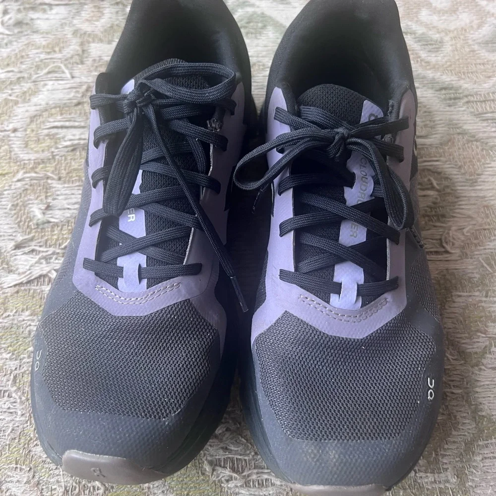 On Running Women’s Cloudrunner Black and Purple Sneakers - Picture 2 of 7